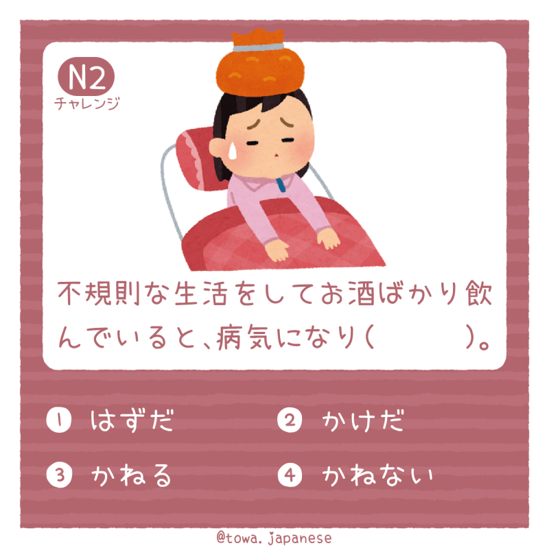 【N2】不規則な生活をしてお酒ばかり飲んでいると、病気になり（　　　）。