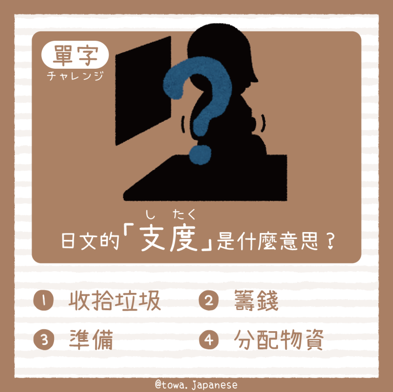 【單字小挑戰】日文的「支度（したく）」是什麼意思?