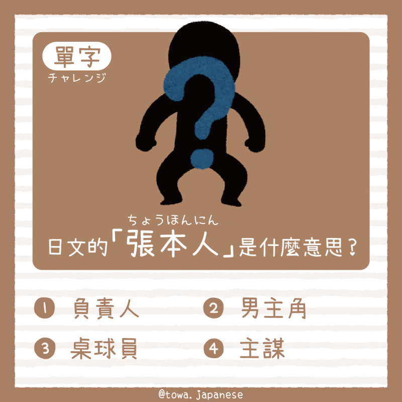 【單字小挑戰】日文的「 張本人（ちょうほんにん）」是什麼意思?