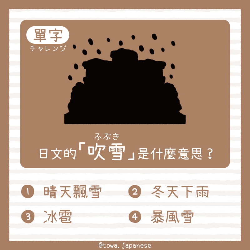 【單字小挑戰】日文的「吹雪(ふぶき)是什麼意思?