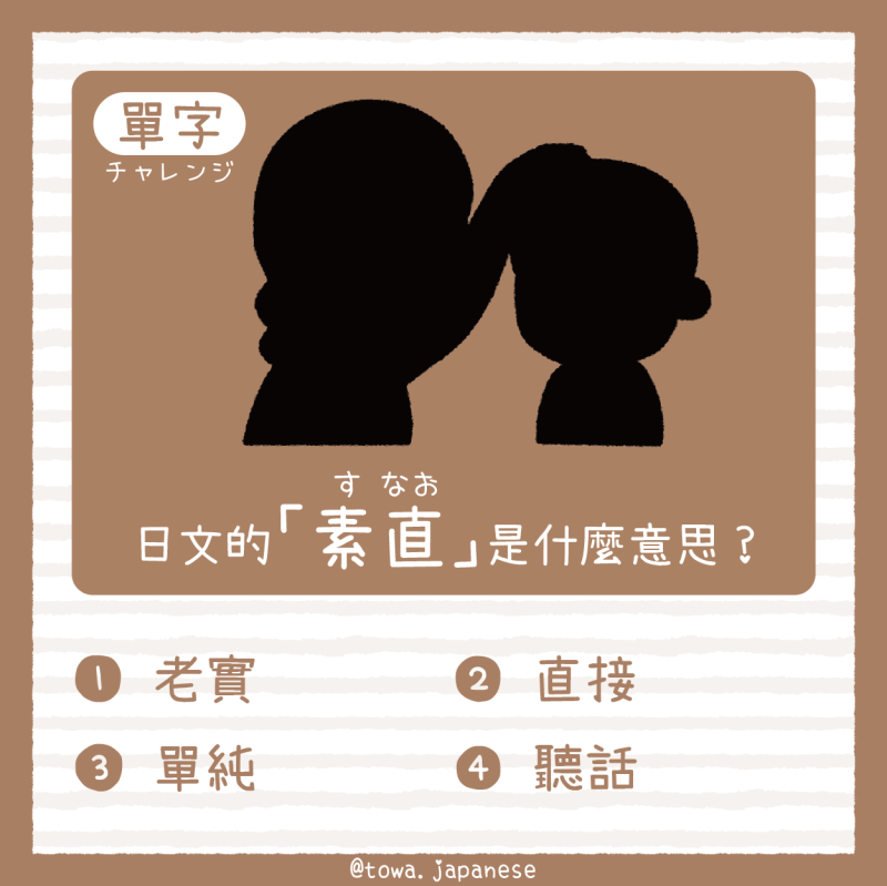 【單字小挑戰】日文的「素直(すなお)是什麼意思?
