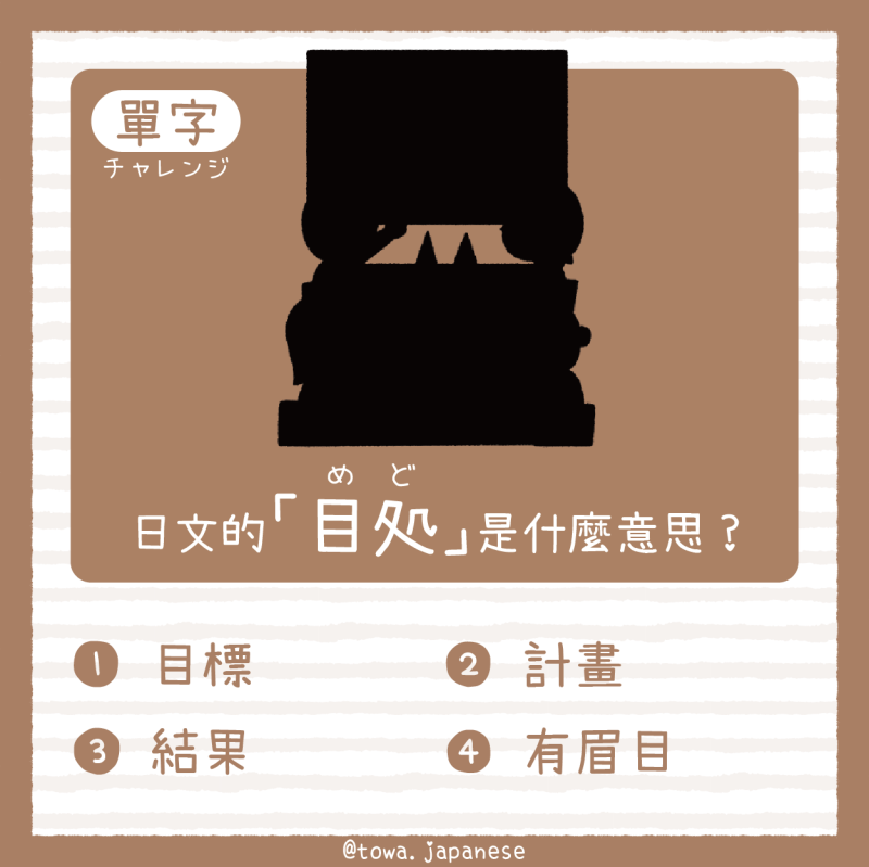 【單字小挑戰】日文的「目処(めど)」是什麼意思?